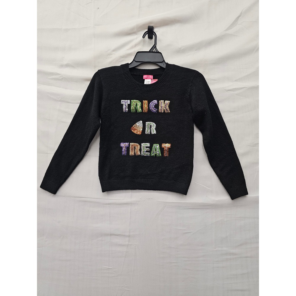Zunie Girls Trick or Treat Pullover Sweater Black Polyester Blend Size Medium